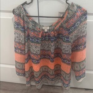 CC Boutique Vibrant Striped Blouse - Orange, Blue, Green